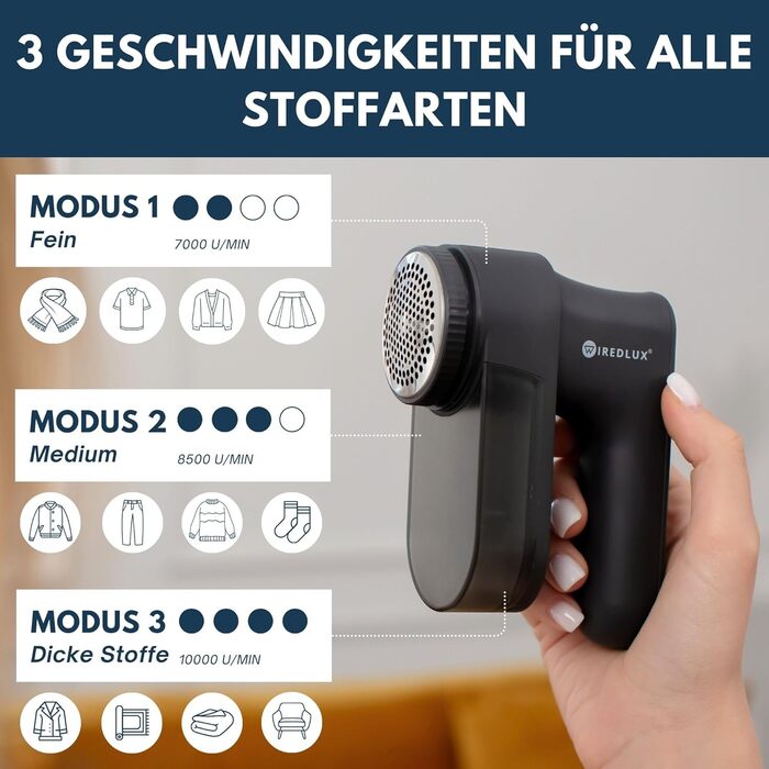 Електричний видальник ворсу та котушок для одягу – 3 швидкості, LED-дисплей, USB-зарядка, портативний видальник ворсу з подвійним захистом, Charcoal