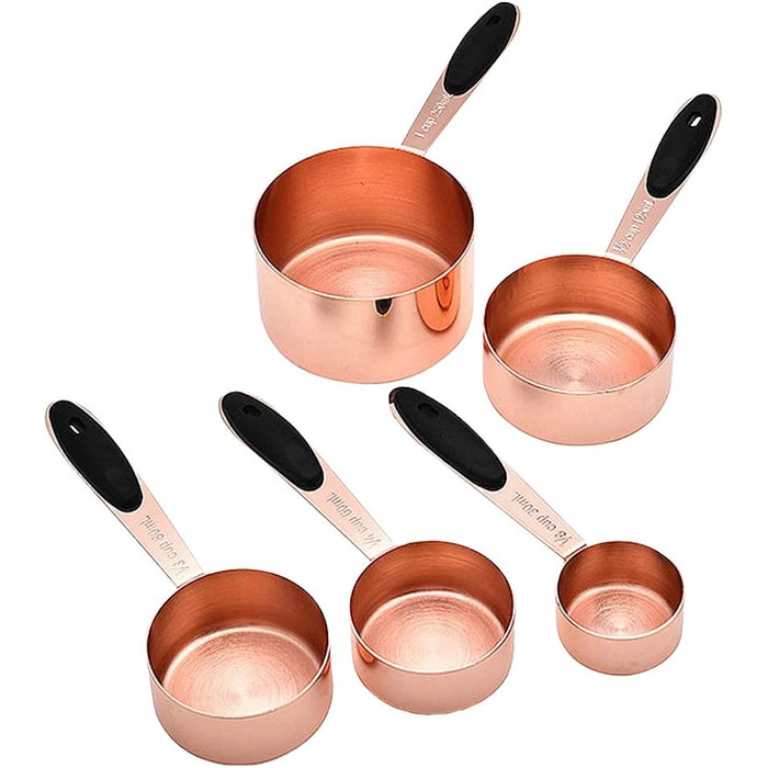 CANDeal 5-Piece Measuring Spoon Set Stainless Steel Measuring Cups with Non-Slip Silicone Handle 250ml/125ml/80ml/60ml/30ml Best for Kitchen Cooking Baking