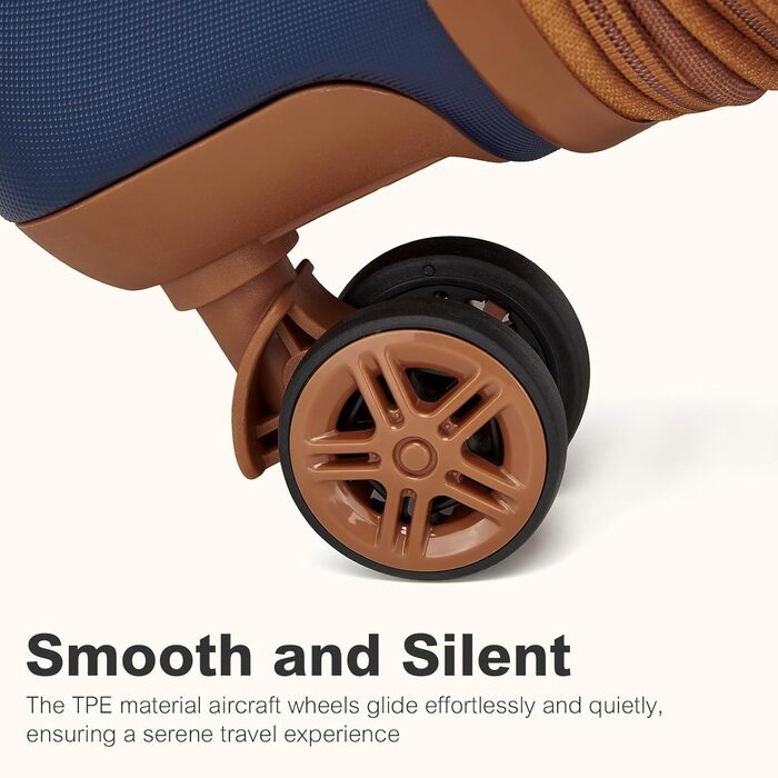 Набір валіз KONO (M, L, XL) з ABS+PC, 4 колеса, TSA-замок (кремовий/коричневий, темно-синій/коричневий)