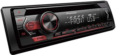 Автомагнітола Pioneer DEH-S120UB 1-DIN з RDS, червоне підсвічування, підтримка Android, CD/MP3/USB/AUX, 5-смуговий еквалайзер, ARC, без Bluetooth