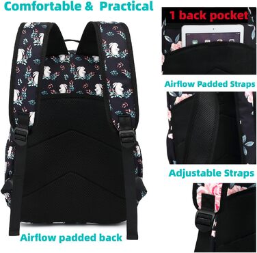 Шкільний рюкзак Leaper з квітковим принтом, сумка-рюкзак, сумочка для книг, жіноча сумка. Темно-синьо-білий квітка 2 (46, світло-рожева русалка)