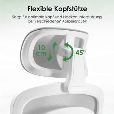 Ергономічне крісло для офісу Farini з регульованою підголовником, крісло для начальника, геймінгове крісло на коліщатках, сірий колір