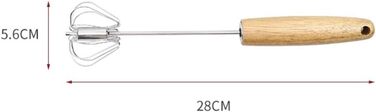 GOOPEEG Egg Beater, Hand Whisk, Small Semi-Automatic Manual Egg Beater for Baking at Home, Hand Mixer with Wooden Handle, Kitchen Whisk (5.6x28cm)