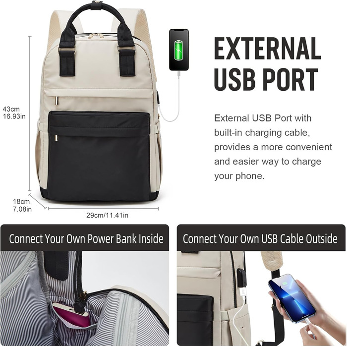 Чорно-білий рюкзак YTL Rolltop з відділенням для ноутбука 17 дюймів, водонепроникний, для подорожей, школи, університету, велосипеду