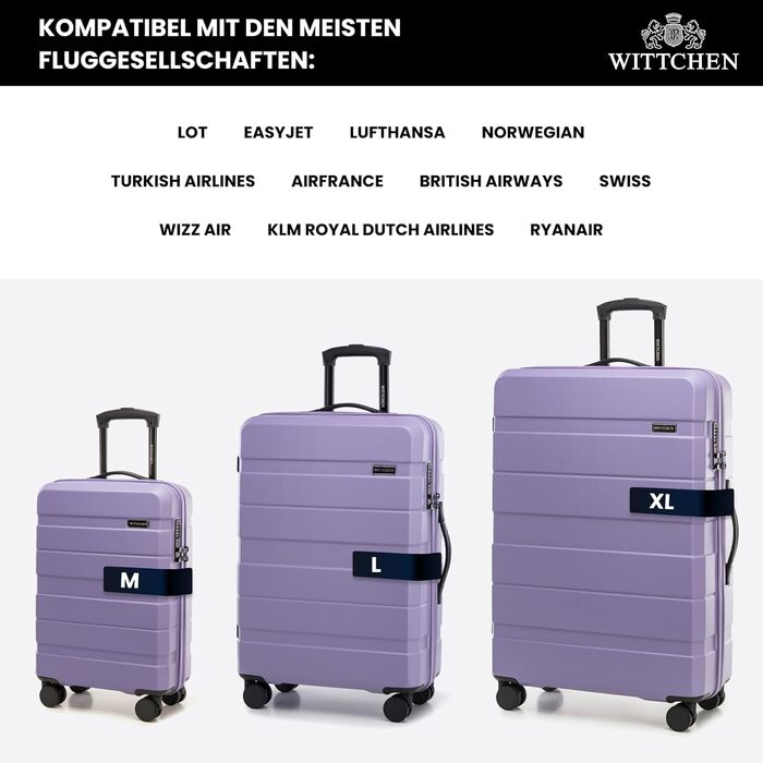 Набір валізWITTCHEN COMODO Line: 3 шт. ABS, телескопічна ручка, TSA-замок, 4 колеса (фіолетовий)