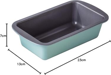 The Great British Bake Off Loaf Tin for Baking, 900g Capacity, for Bananas, White and Seeded Breads, Official GBBO Logo, Non-Stick Carbon Steel, Delicate Egg Blue, 23 x 13 x 7 cm