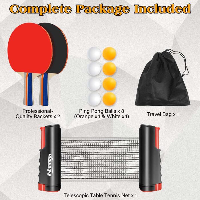 Набір для настільного тенісу Profi: 2 ракетки, сітка, 8 м'ячів, сумка (Indoor/Outdoor)