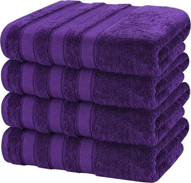 Набір розкішних рушників American Soft Linen з преміум турецької бавовни, готельна якість, 6 предметів, насичений фіолетовий колір