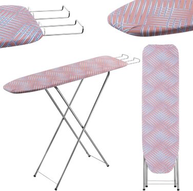 КADAX Прасувальна дошка з полицею, 104x30 см, прасувальна станція з підставкою для праски, компактна, з підкладкою з піни (персикова)