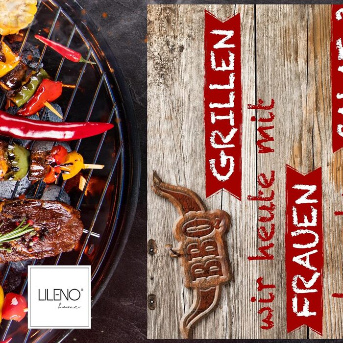 LILENO HOME Grill & BBQ Mat 75 x 120 cm (Grilling with Women) - as the perfect protective mat for gas and charcoal grills - Grill mat for family grill evenings