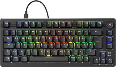 Sharkoon Skiller SGK25 RGB – ігрова клавіатура, 75% layout, Hot Swap, перемикачі Huano RED, чорна