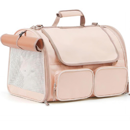 Транспортна переноска для котів та собак FUKUMARU, рожева, велика (до 22 кг)