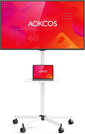 Підставка для телевізора AOKCOS на коліщатках, 32-65 дюймів, мобільна, до 40 кг, VESA 400x400 мм, біла