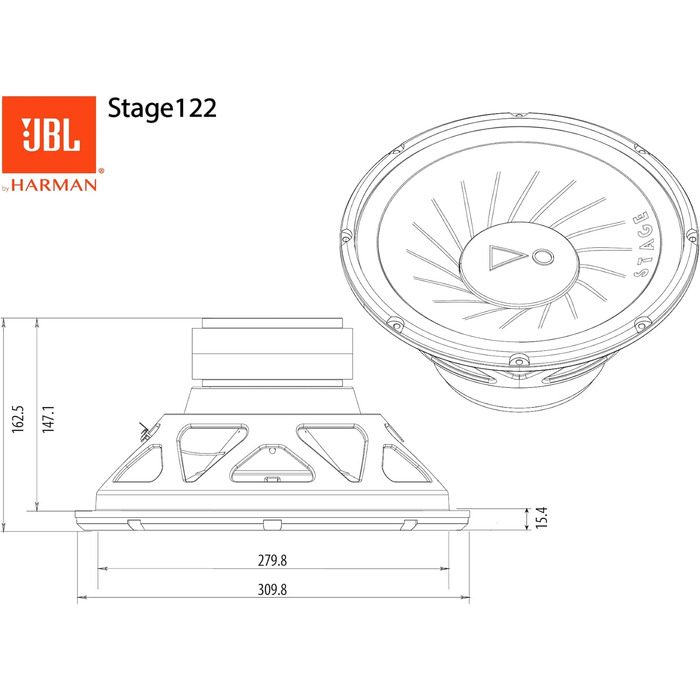 Сабвуфер JBL Stage 82 20 см, 800 Вт, чорний, для авто