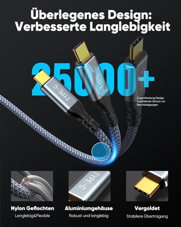 Кабель USB C на HDMI Highwings 4K@60Hz 1.8м (сірий), сумісний з iPhone, MacBook, iPad, Surface, Galaxy