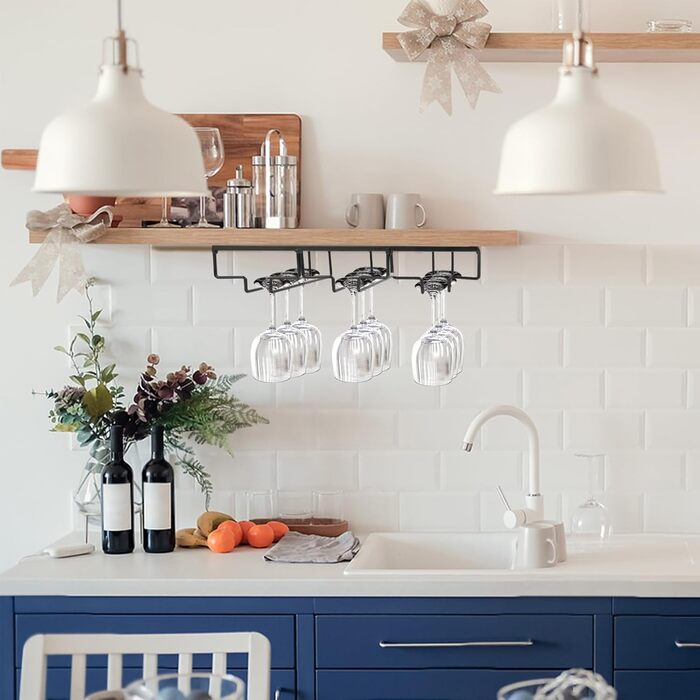 Металевий утримувач для келихів вина (4 шт), 40 см, для бару, кухні, ресторану