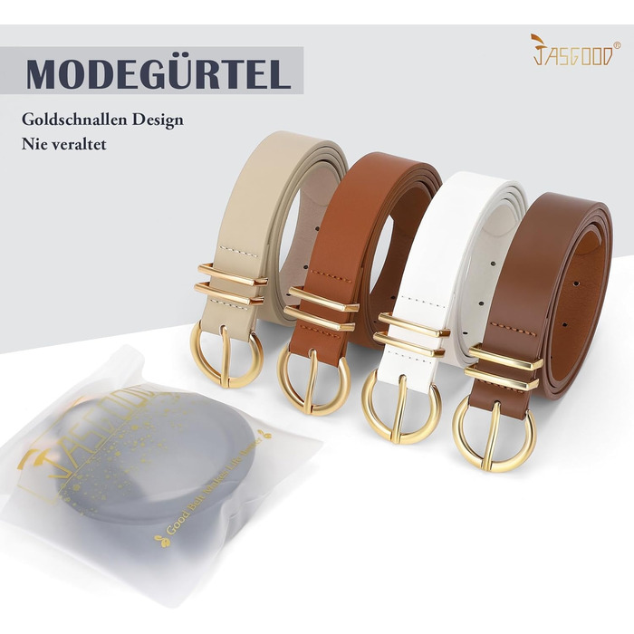Жіночий шкіряний ремінь JasGood з золотою пряжкою, 120 см (підходить для талії 91-105 см)