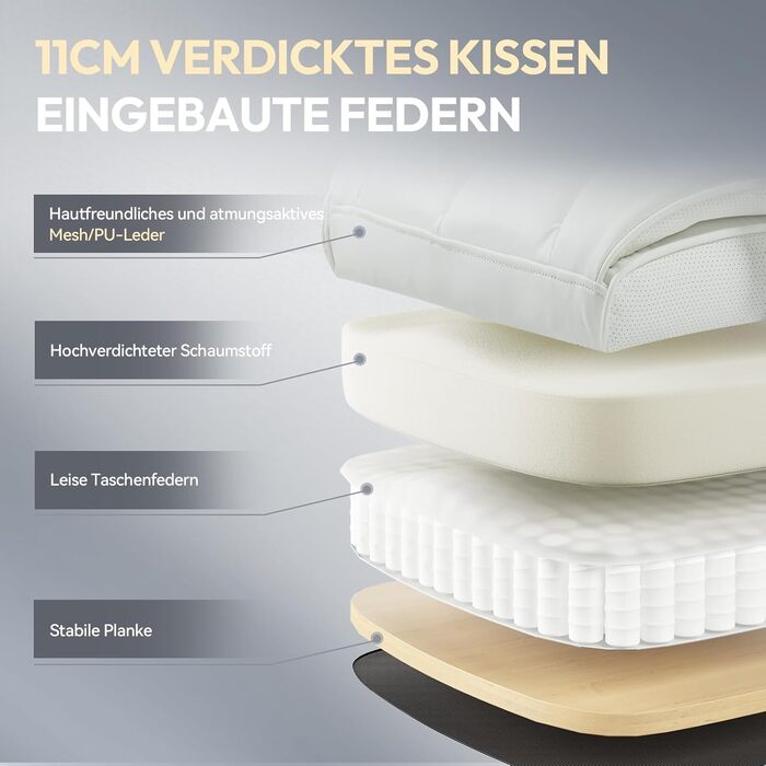 Ігровий крісло Dowinx, ергономічний офісний крісло з кишеньковим пружинним подушками, крісло для начальника з двошаровою м'якою спинкою та регульованою поперековою подушкою, підлокітниками та підставкою для ніг, комп'ютерне крісло (PU, білий) білий PU