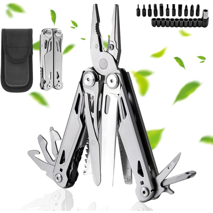 Мультитул преміум-класу 27-в-1: інструмент для кемпінгу, туризму та відпочинку на природі | З набором біт та зручною сумкою