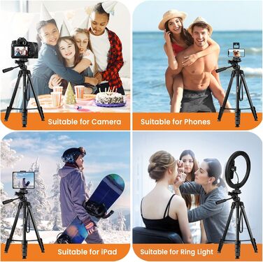 Штатив для камери та смартфона Handy Upgrade 172 см з тримачем та пультом, легкий, чорний