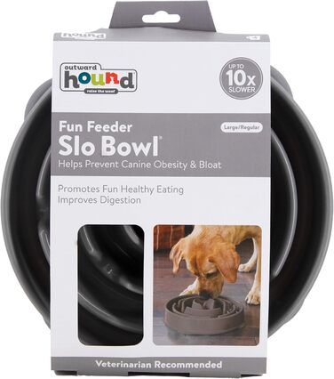 Миска для собак Outward Hound Fun Feeder L, сіра - повільне годування, запобігає здуття живота, антиковзаюча