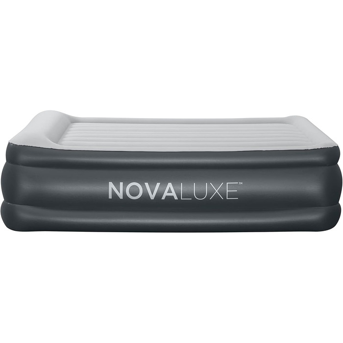 Надувний матрац Novaluxe з електронасосом та подушкою, сірий 203x152x56 см