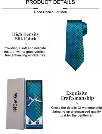 Мужской галстук DiBanGu из шелка с нагрудником и запонками, набор для свадьбы, формальный стиль, цвет: сине-зеленый