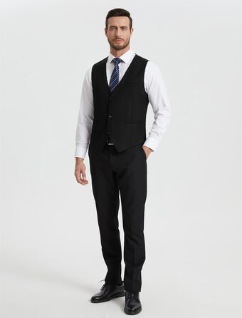 Жилет чоловічий HISDERN для весілля, елегантний, slim fit, класичний, однотонний, для наречених, смокінг, з кишенями, 3 ґудзики, S-4XL, чорний