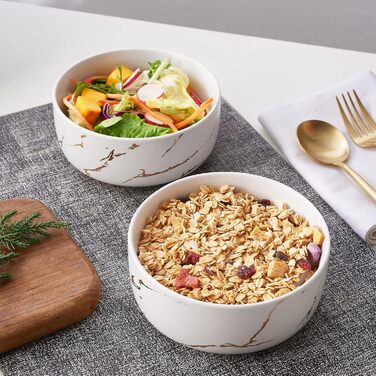 Набір посуду White Gold Splash, 12 предметів: тарілки та миски, преміум-посуд з тонкого порцеляну для 4 осіб, ідеальний для урочистих вечерь та весіль, колір 