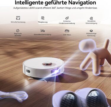 Робот-пилосос JONR T5 Pro з функцією миття, 8150Pa, сушка гарячим повітрям, антизаплутувальні щітки, уникнення перешкод, LiDAR-навігація, док-станція All-in-One