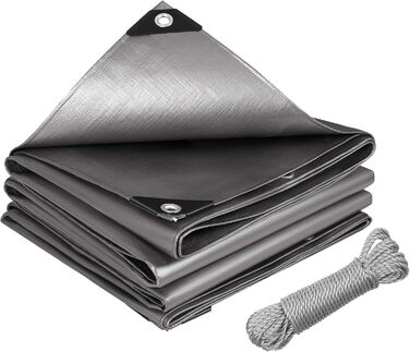 280g/m² Cover Sheet Fabric Sheet 4x4m made of PE [without recovered materials], waterproof and reinforced tarpaulin for garden furniture, pool, car, trampoline, with 16m rope for securing.