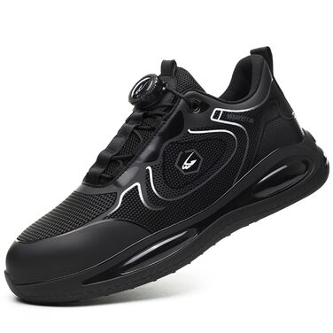 Робочі черевики безпеки для чоловіків та жінок. Легкі, дихаючі, з металевим носком. Розміри 36-46 EU. Чорно-зелені (37 EU, чорно-білі)