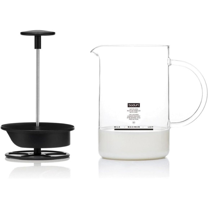 Bodum Latteo - спінювач молока з ручкою з скла, чорний, 18см, 15.6см, 10см