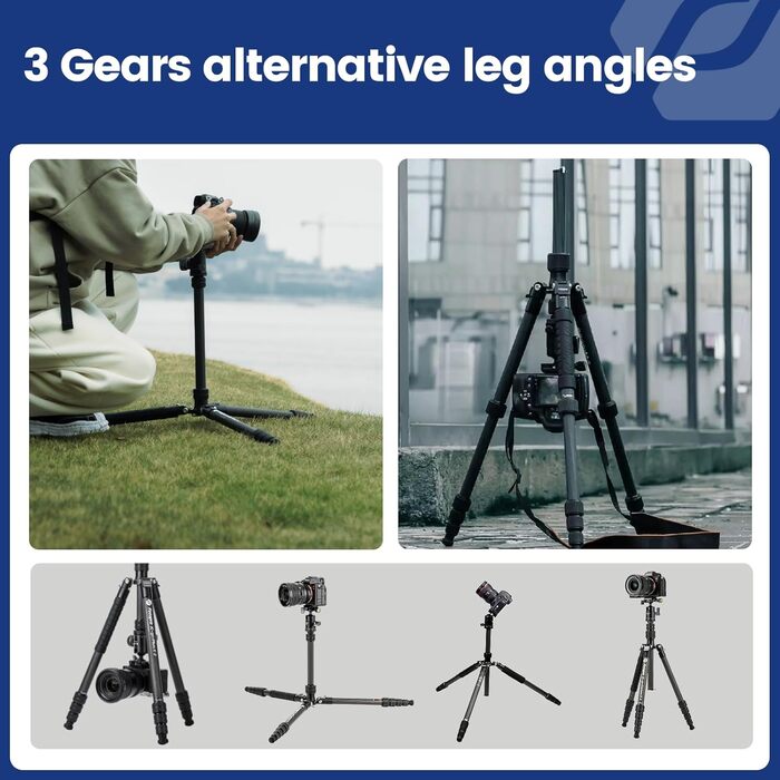 Карбоновий штатив для камери Fotopro 185,4 см, компактний дорожній трипід з кулягою, знімним моноподом, швидким роз'ємом та сумкою, витримує до 10 кг