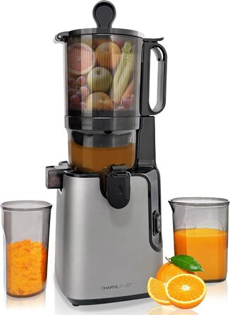 Charmline повільно-видавлюючий соковичавник (slow juicer), 130 мм завантажувальний отвір, 1.8 л контейнер для соку, BPA-free, сертифікат GS, легке очищення, переможець тестування для здорових соків