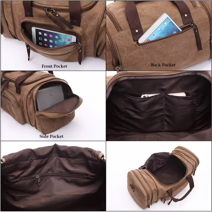 Travel Bag, Large 40L 50L Expandable Sailcloth Travel Bag, Unisex Travel Bags, Weekend Bag for Women and Men, Black
