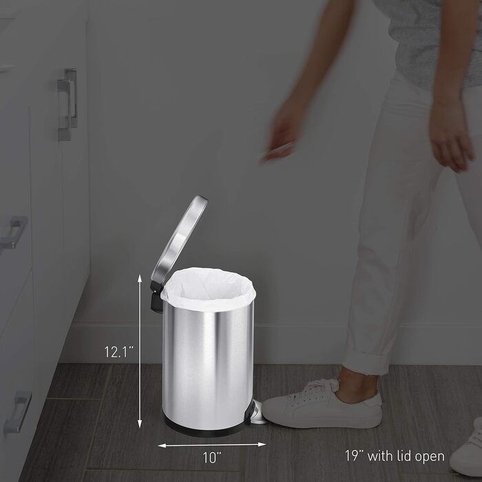 Сміттєвий відер з педаллю simplehuman CW1853CB, 4.5 л, круглий, нержавіюча сталь (латунь) для ванної кімнати, офісу та спальні