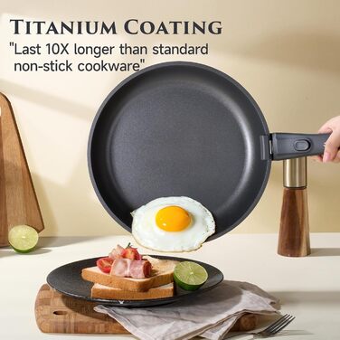 Набір посуду JEETEE 20 предметів з антипригарним титановим покриттям та знімною ручкою, для індукційних плит, з кришками, сірий