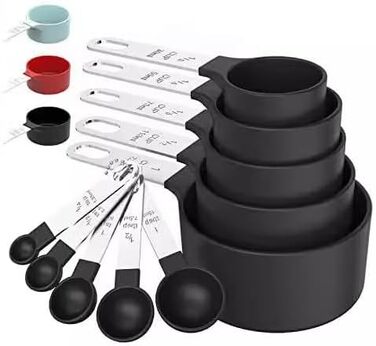 Stainless Steel Measuring Cups, Plastic, Measuring Spoon Set, 10-Piece