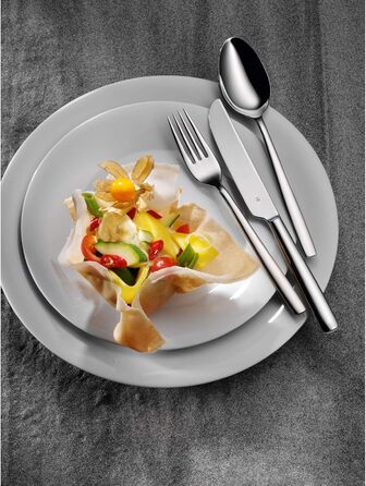 WMF Palma Stainless Steel Cutlery Set, 6 Persons, 30-Piece Dining Cutlery Set, Monobloc Knives, Cromargan Stainless Steel Polished, Shiny, Dishwasher-Safe, 30-Piece Single