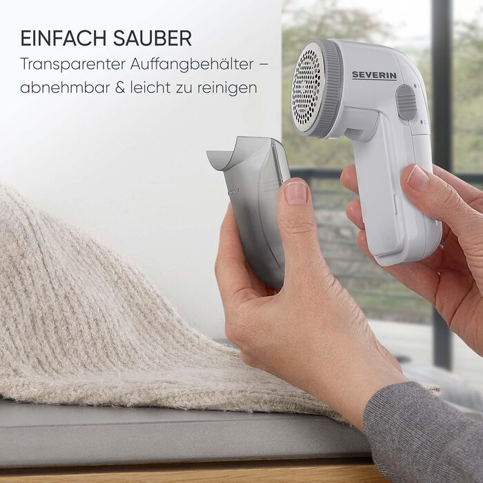 Електричний видалення ворсу SEVERIN CS 7976: портативний, для ворсистих поверхонь, білий-сірий