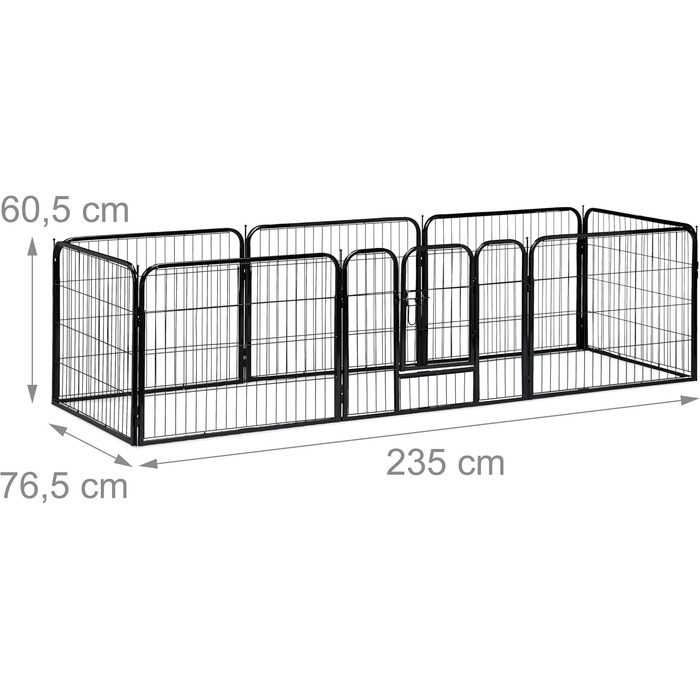 Вольєр для цуценят та дрібних тварин Relaxdays - чорний, 100 x 76,5 x 235 см