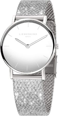 Жіночий наручний годинник Liebeskind LT-0219-MQ у кольорах рожеве золото та срібло з блискучим плетінням (Glitter Mesh)