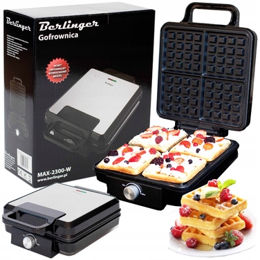 Вафельниця Berlinger 2300 Вт, чорна, з регулюванням температури, на 4 вафлі