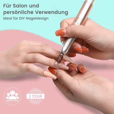 Електричний набір для манікюру та педикюру Delanie Nagelfräser 35000 U/Min 6 в 1 (рожеве золото, акумуляторний)