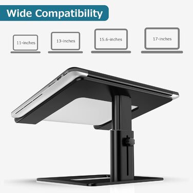 Підставка для ноутбука GOKEDA: ергономічна, регульована, з алюмінію, 11-17 дюймів, чорна