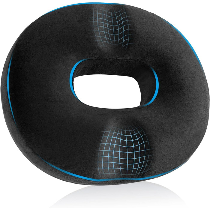 Подушка для геморою HOMCA: ортопедична, з memory foam, 45x40x9 см, чорна