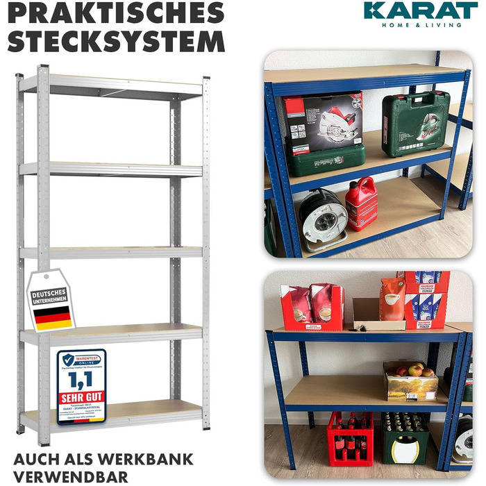 KARAT XXL Heavy-Duty Shelving Unit - Galvanized (200 x 180 x 60 cm)