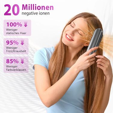 Бездротова щітка-випрямляч для волосся, 5200mAh, захист від опіків, 160°C-200°C