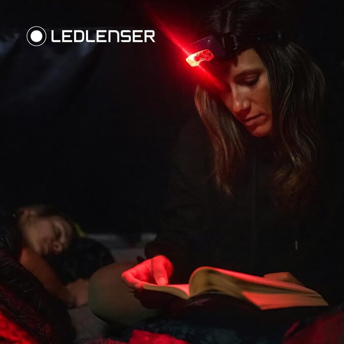 Ліхтар налобний Ledlenser HF8R Core, 2000 лм, LED, акумуляторний, водонепроникний IP68, з червоним світлом, для туризму, зелений